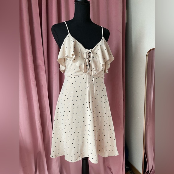 Showpo Cream & Navy Polka Dot Dress - Picture 6 of 7